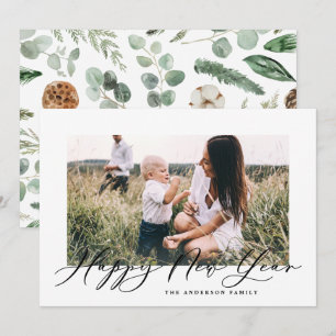Cartes Pour Fêtes Annuelles Photo minimale moderne élégant script nouvelle ann