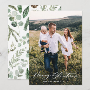 Cartes Pour Fêtes Annuelles Photo minimale moderne Noël élégant script