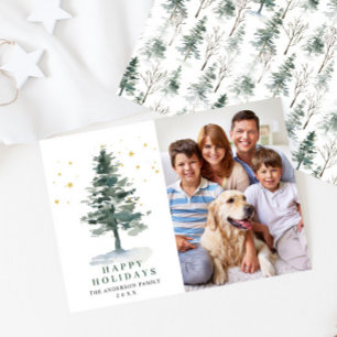Cartes Pour Fêtes Annuelles PHOTO Minimaliste Arbre de Noël Salutation
