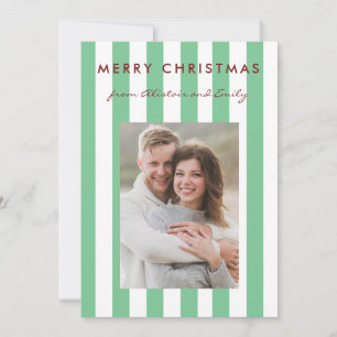 Cartes Pour Fêtes Annuelles Photo minimaliste élégant rayé vert clair