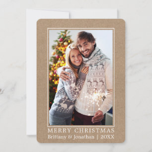 Cartes Pour Fêtes Annuelles Photo minimaliste Joyeux Couple de Noël Kraft