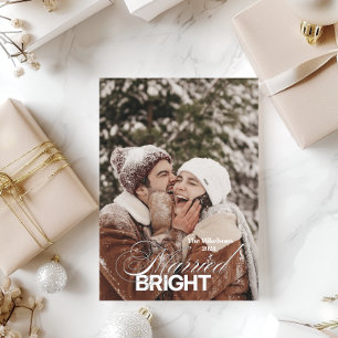 Cartes Pour Fêtes Annuelles Photo minimaliste noir et blanc Marié et lumineux