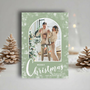 Cartes Pour Fêtes Annuelles Photo moderne arqué sur Noël vert sauge