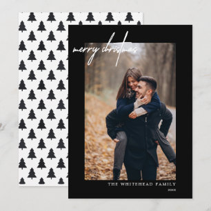 Cartes Pour Fêtes Annuelles Photo moderne blanc Joyeux Noël noir