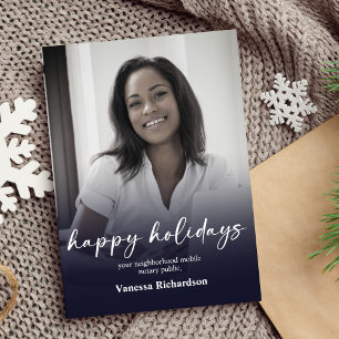Cartes Pour Fêtes Annuelles Photo moderne bleu foncé dégradé Notaire Noël