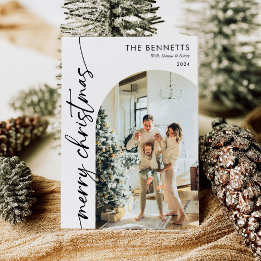 Cartes Pour Fêtes Annuelles Photo moderne Boho Joyeux Arche de Noël