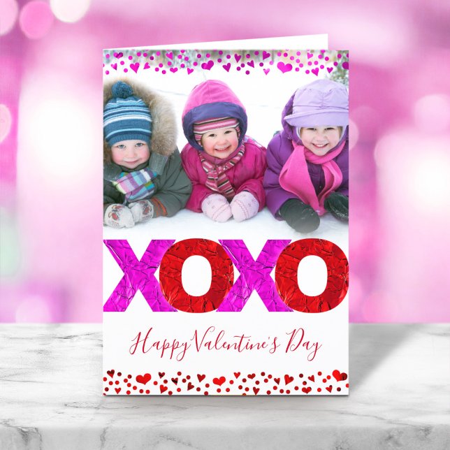 Cartes Pour Fêtes Annuelles Photo moderne Bold XOXO Valentine's Day Hearts (Créateur téléchargé)