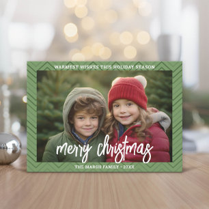 Cartes Pour Fêtes Annuelles Photo Moderne Bordure Chevron Vert Joyeux Noël
