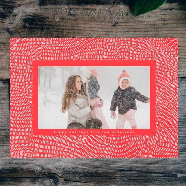 Cartes Pour Fêtes Annuelles Photo moderne Cherry Red Doodle cadre de Noël (Créateur téléchargé)