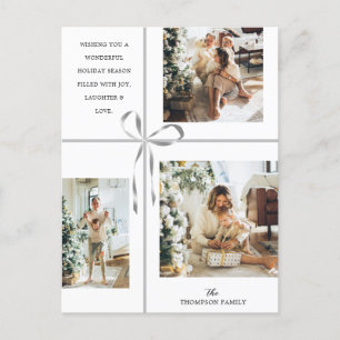 Cartes Pour Fêtes Annuelles Photo moderne Collage Silver Box Ruban Noël