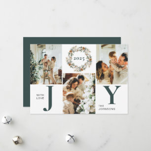 Cartes Pour Fêtes Annuelles Photo moderne Dark Green Collage Joie Noël