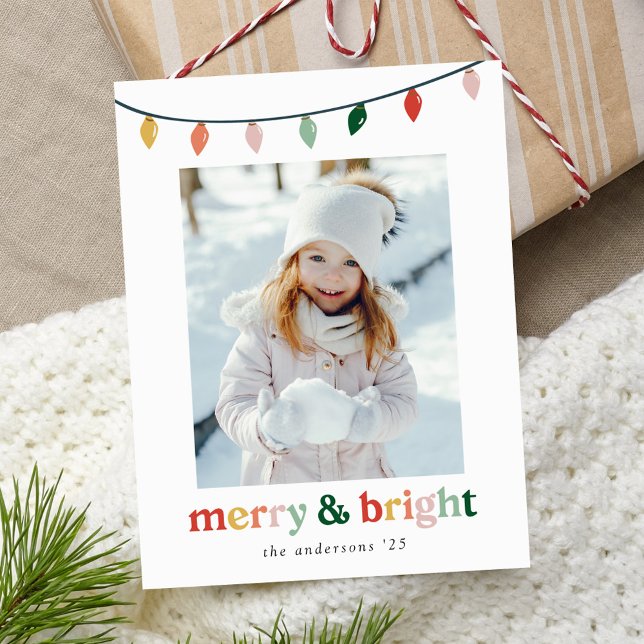 Cartes Pour Fêtes Annuelles Photo moderne de Joyeux et lumineux 2 (Créateur téléchargé)