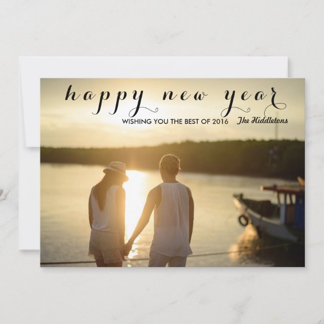 Cartes Pour Fêtes Annuelles Photo moderne de manuscrit de bonne année (Devant)