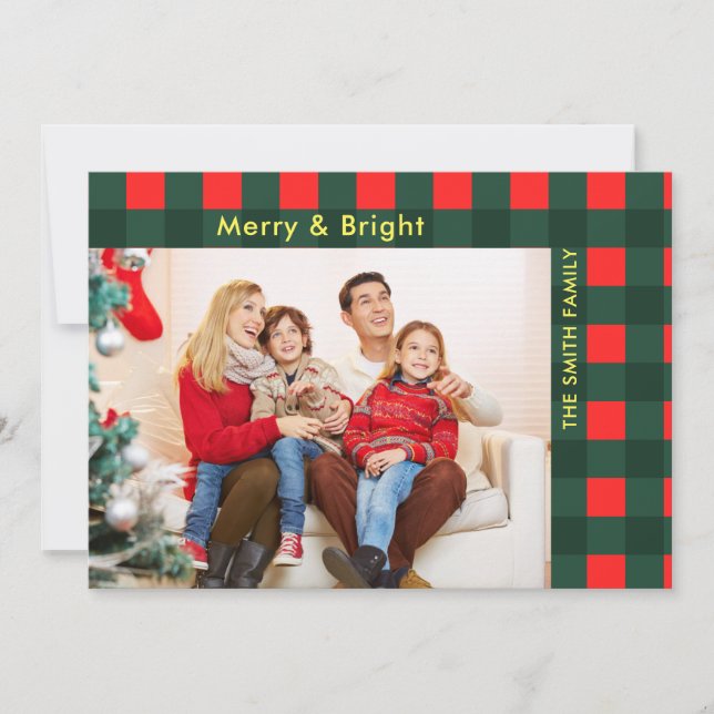 Cartes Pour Fêtes Annuelles Photo moderne de Noël rouge vert (Devant)