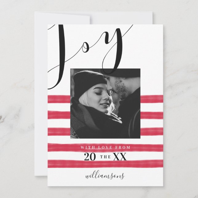 Cartes Pour Fêtes Annuelles Photo moderne, élégante et tendance noir et rouge (Devant)