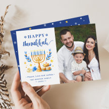 Photo moderne Happy Hanoukka Peace Love and Latkes