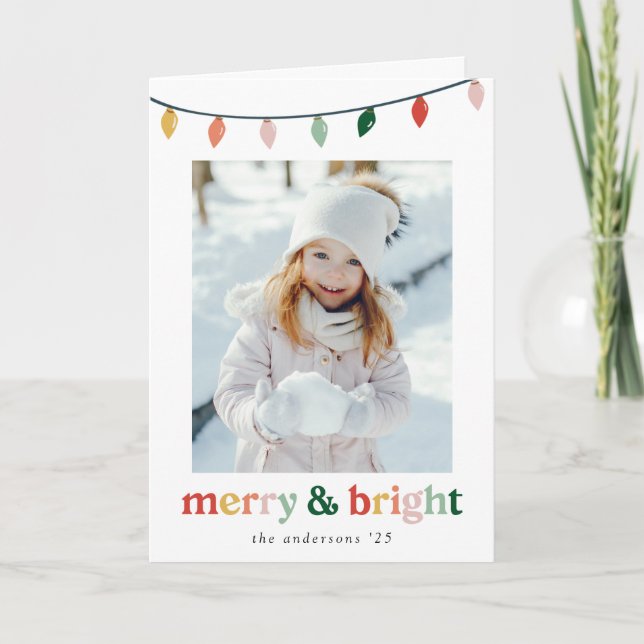 Cartes Pour Fêtes Annuelles Photo moderne joyeuse et brillante (Devant)