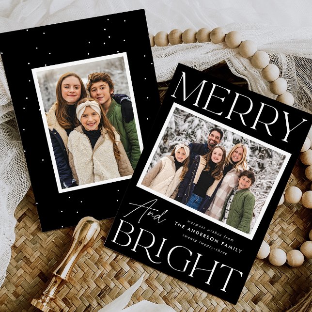 Cartes Pour Fêtes Annuelles Photo moderne Joyeux et brillant 2 (Créateur téléchargé)