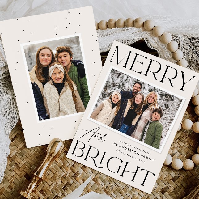 Cartes Pour Fêtes Annuelles Photo moderne Joyeux et brillant 2 (Créateur téléchargé)