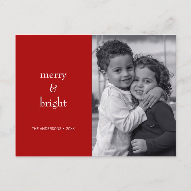 Cartes Pour Fêtes Annuelles Photo moderne Joyeux et rouge vif de Noël (Devant)
