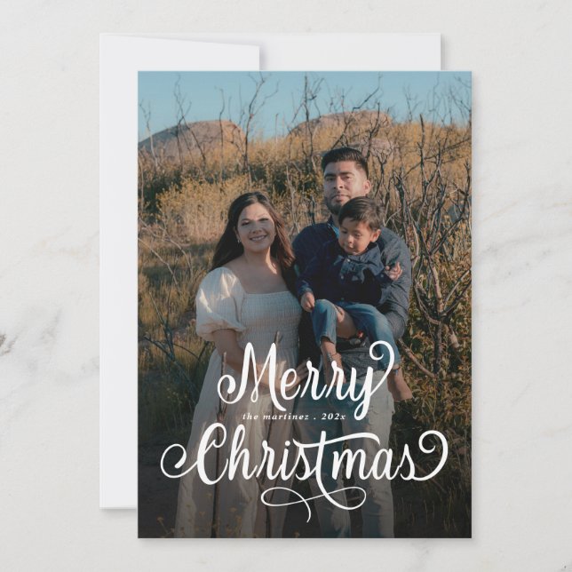 Cartes Pour Fêtes Annuelles Photo moderne Joyeux Noël élégant script Holi (Devant)