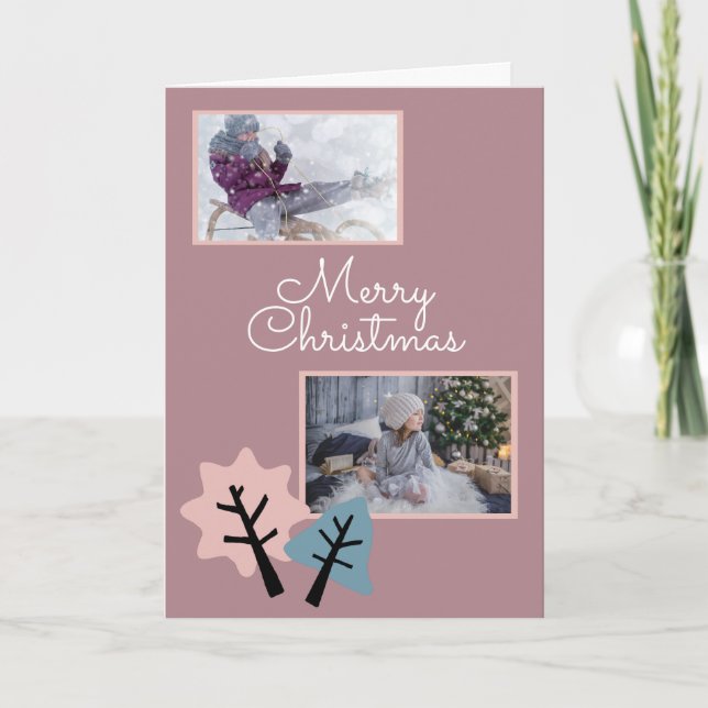 Cartes Pour Fêtes Annuelles Photo Moderne Joyeux Noël Famille (Devant)