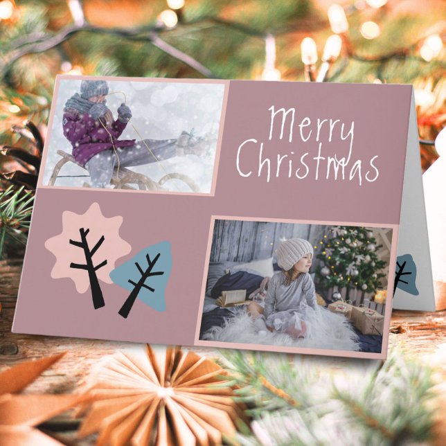 Cartes Pour Fêtes Annuelles Photo Moderne Joyeux Noël Famille (Créateur téléchargé)