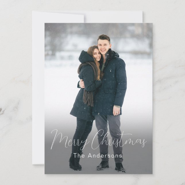 Cartes Pour Fêtes Annuelles Photo moderne Joyeux Noël Nom de famille (Devant)
