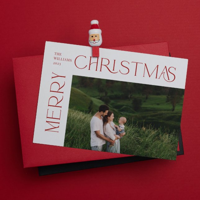 Cartes Pour Fêtes Annuelles Photo moderne Joyeux Noël Typographie rouge (Spread the magic of the holidays with these beautiful cards 🎅🏼❤️)