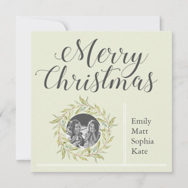 Cartes Pour Fêtes Annuelles Photo moderne Joyeux Noël Vert verdure (Devant)
