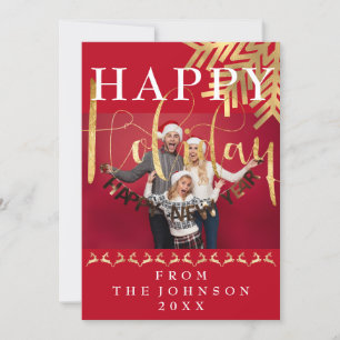 Cartes Pour Fêtes Annuelles Photo moderne Joyeux Nouvel An Gold rouge