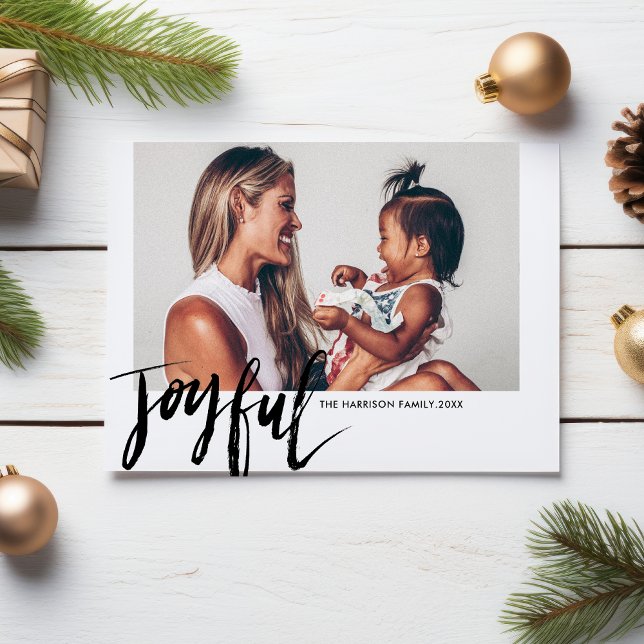 Cartes Pour Fêtes Annuelles Photo moderne Joyful Chic Hand Lettré (Créateur téléchargé)