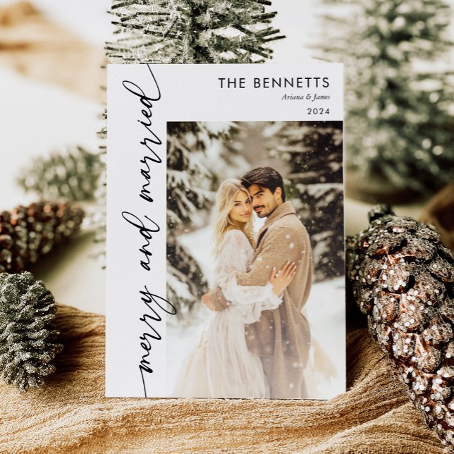 Cartes Pour Fêtes Annuelles Photo moderne mariée et mariée (Créateur téléchargé)