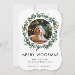 Cartes Pour Fêtes Annuelles Photo moderne Merry Woofmas Christmas Chien Wreath