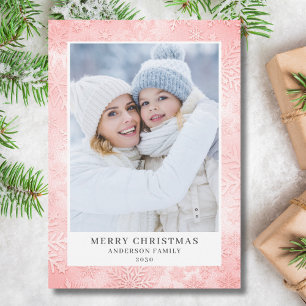 Cartes Pour Fêtes Annuelles Photo moderne Pink Snowflon Noël