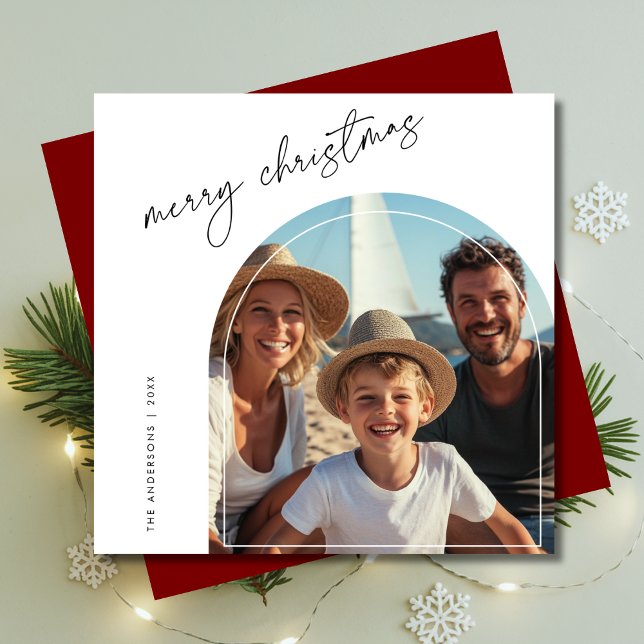 Cartes Pour Fêtes Annuelles Photo moderne Red Christmas Nautical Beach Arche (Créateur téléchargé)