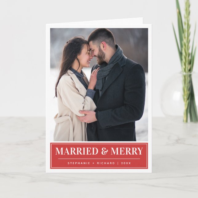 Cartes Pour Fêtes Annuelles Photo moderne Red Marry & Joyeux Noël (Devant)