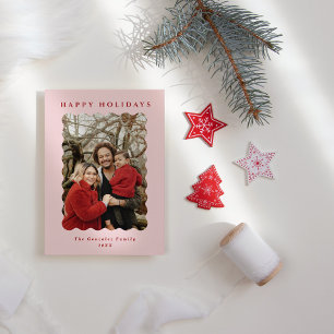 Cartes Pour Fêtes Annuelles Photo moderne rose et rouge Wavy