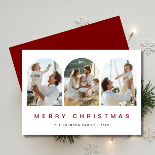 Cartes Pour Fêtes Annuelles Photo moderne rouge 3 arc Noël nautique
