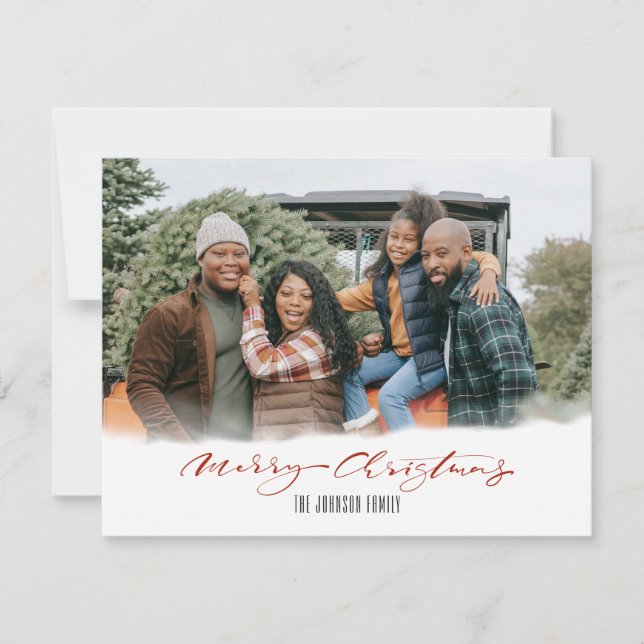 Cartes Pour Fêtes Annuelles Photo moderne simple Joyeux script de Noël Photo (Devant)