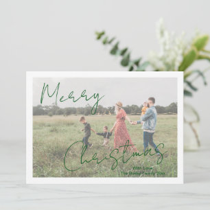 Cartes Pour Fêtes Annuelles Photo moderne Vert rustique Script élégant Noël