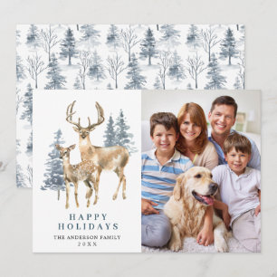 Cartes Pour Fêtes Annuelles PHOTO Noël Elégant Cerf Pine Tree