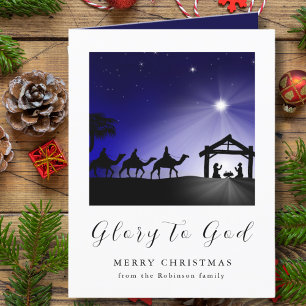 Cartes Pour Fêtes Annuelles Photo Noël Nativité Gloire à Dieu chrétien