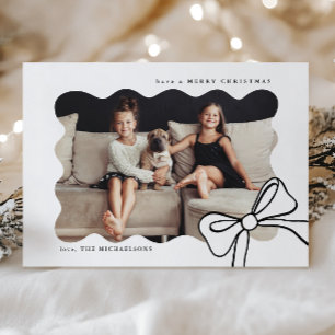 Cartes Pour Fêtes Annuelles Photo Noir et blanc Noël Simple Bow