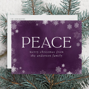 Cartes Pour Fêtes Annuelles Photo non-Frosted Peace Purple Watercolor