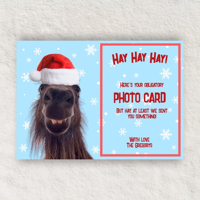 Cartes Pour Fêtes Annuelles Photo obligatoire drôle de cheval personnalisé  (Créateur téléchargé)