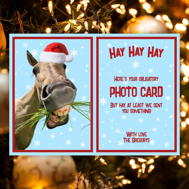 Cartes Pour Fêtes Annuelles Photo obligatoire drôle de cheval personnalisé (Créateur téléchargé)