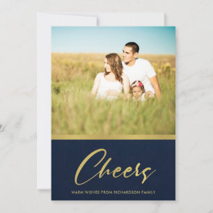 CARTES POUR FÊTES ANNUELLES PHOTO OFFICIELLE MARINE FAUX OR MINIMAL CHEERS