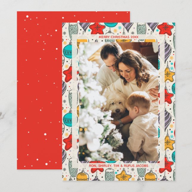 Cartes Pour Fêtes Annuelles Photo ornements de Noël (Devant / Derrière)