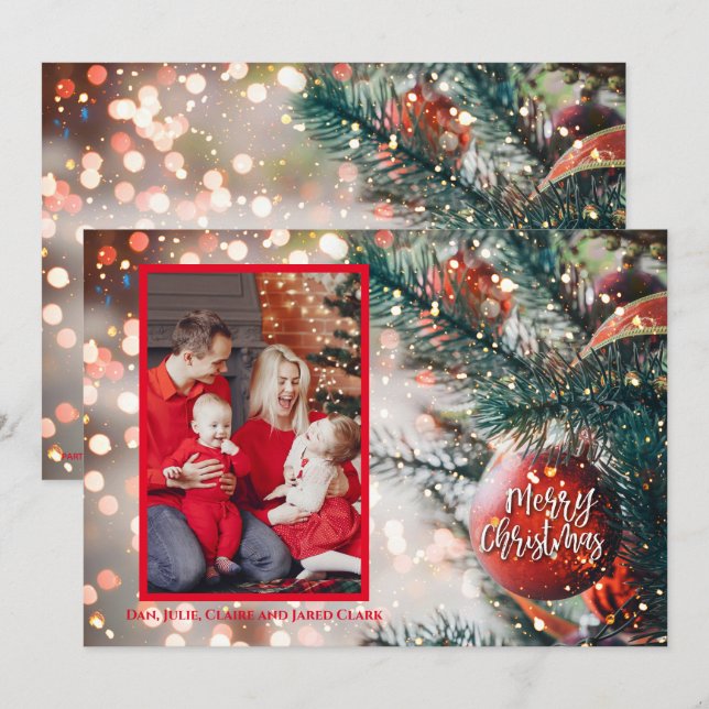 Cartes Pour Fêtes Annuelles Photo ornements de Noël (Devant / Derrière)